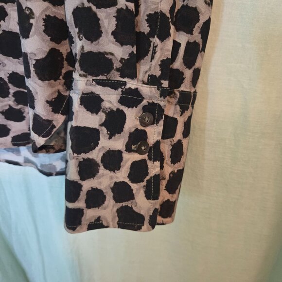 M.M. LaFleur shirt womens XXL allover abstract print neutrals silk long-sleeve - Picture 5 of 8